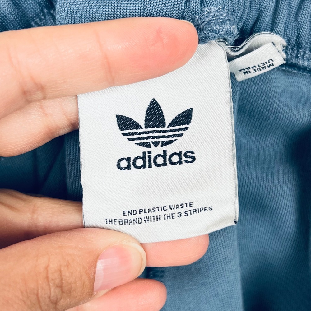 Adidas Originals Mens Teal Navy Blue‎ Colorblock Trefoil Track Pants Joggers - Picture 11 of 12